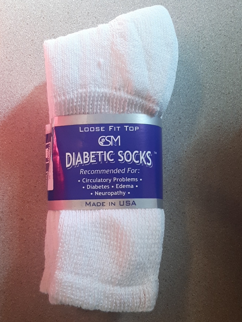 3 Pairs Creswell-CSM Diabetic Socks Loose Fit Top Size 10-13 Shoe Size 7-11